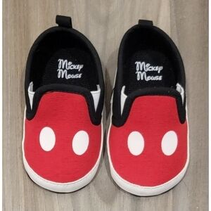 Disney Mickey Mouse Red and Black Infant Slip-on Shoes size 9-12 months - size 4